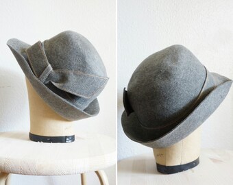 1950s/1960s Leslie wool hat | vintage gray wool hat | 1950s wool hat