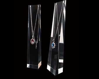 Set of 2 PCs Beautiful Clear Acrylic Necklace Display Stands Modern Classic Presentation Timeless High Grade Material Photo Online Store