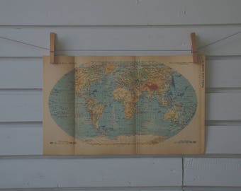 1938 Vintage World Map