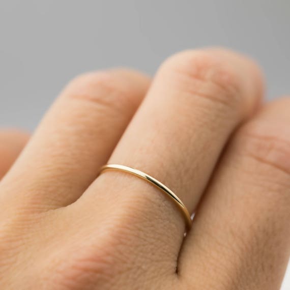 Thin wedding band 33k yellow gold 33mm wedding ring rose