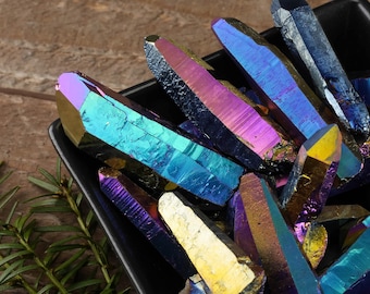 One TITANIUM QUARTZ Rainbow Quartz Crystal Point - Quartz Point, Rainbow Aura Quartz, Angel Aura Quartz, Rainbow Crystal E0386