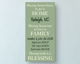 Home Family Blessing, Personalized Family Sign, Personalized Home Decor, Personalized Housewarming Gift, Wood Sign, Family Sign, Home Sign