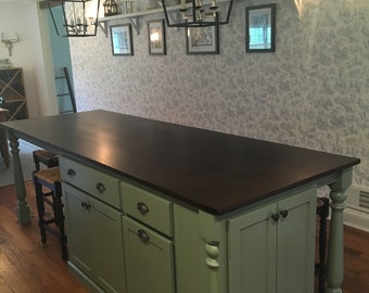 Kitchen Island with Walnut Top and Large Seating Area