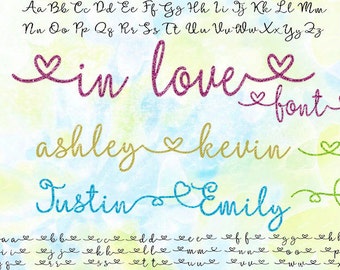 Cursive Hearts Font, svg, dxf, eps, studio v3, png, cdr, file for Silhouette Cameo, Curio, cut file for cutting machines, instant download