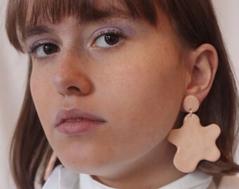 Pink Fluid Form Earrings