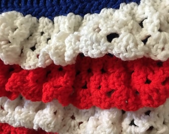 Crochet Red, White, and Blue Dress