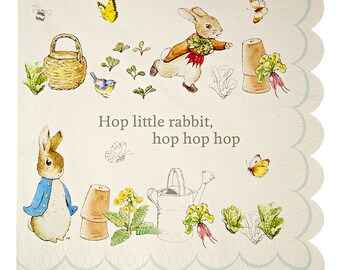 Peter Rabbit Large Paper Napkins (20) by Meri Meri, Peter Rabbit Baby Shower Decor, Peter Rabbit 1st Birthday, Peter Rabbit Party Napkins