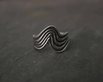 sterling silver organic lines ring