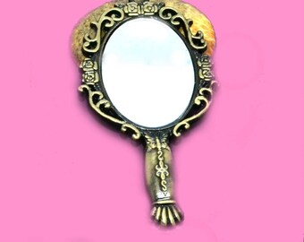 1 mirror 72x38mm large pendant bronze