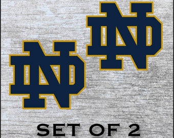 Notre Dame Fighting Irish Sticker Decal Vinyl SET OF 2 (12", 17") Cornhole Car Truck Any Flat Surface Wrap