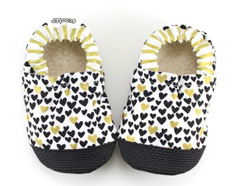 heart baby shoes gold moccs gold hearts vegan shoes soft sole vegan moccs toddler slippers baby girls shoes holidays moccs heart slippers