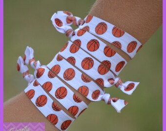 Basketball Gift - Basketball Team Gift - Basketball Player Hair Ties 6 pack - Basketball Coach - Basketball Mom - Personalized Basketball