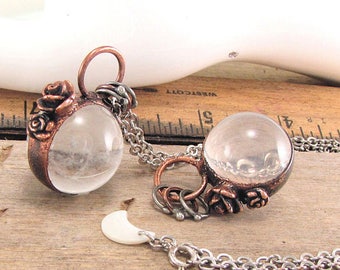 Crystal Ball Necklace: Scrying Amulet Quartz Crystal Ball Pendant Fortune Teller Necklace Psychic Reading Talisman Rustic Boho Gypsy Jewelry