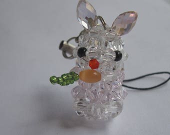 1 Rabbit charm and glass beads - 16 mm high (5)