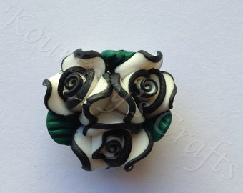 Handmade Polymer Clay Flower set of 10, size 23mm, thickness 14mm, hole 2mm