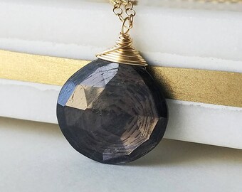 Hypersthene Necklace, Hypersthene Pendant, 14k Gold Filled Hypersthene Necklace, 14k Gold Filled Jewelry, Hypersthene Gemstone