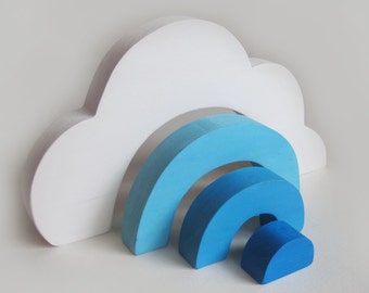 Large Wooden Cloud Stacker Waldorf nature table toy