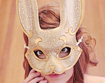 MADE TO ORDER Venetian Rabbit Leather Mask... masquerade bunny costume mardi gras halloween burning man splicer