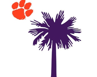 Clemson decal, SC decal, car decal, clipboard decal, laptop decal, teacher gift, graduation gift, tiger paw decal, vinyl decal, cup decal