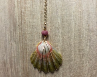 Large Moonrise Shell Necklace with Bead