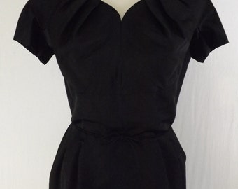1950s 1960s Black Bombshell Pinup Alper Schwartz Dress Hello Joan Holloway LBD Little Black Dress