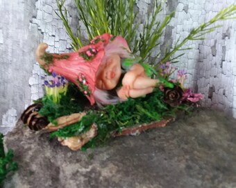 OOAK Hand Sculpted Miniature Baby Woodland Fairy