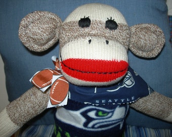 Seattle Mariners Football Brown Red Heel Sock Monkey Doll
