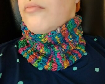 Hand knit silk neck warmer