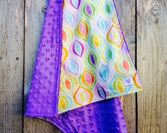 Baby girl pastel blanket - multicolored infant girl blanket - baby shower gift - minky baby blanket