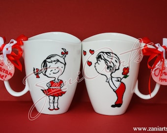 Pair of love mugs "Boy and Girl" #102