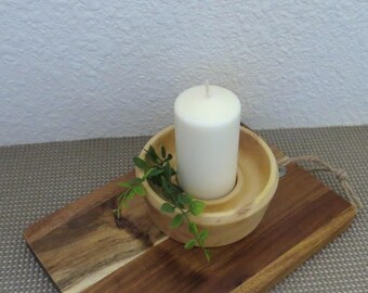 SALE - Cande Holder - Hand Turned Wood - Box Elder