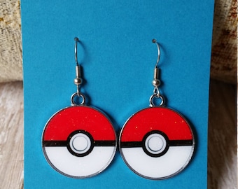 Pokeball Inspired Charm Dangle Earrings - Flat Rate Shipping in US! Great Gift or Treat Yourself