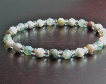 Magnesite, Moss Agate & Ocean Jasper Healing Stone Bracelet or Anklet!