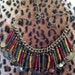 Vintage 1970s 1980s Necklace Wood Tubes Tiny Metal Coin Discs
