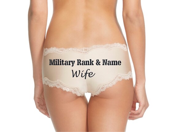 Personalize a Military Rank and Name Wife Nude Cheeky Panty * FAST SHIPPING * Surprise Your Soldier When They Return Home