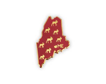 Maine Enamel Pin - Maine State Moose Pin