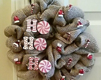 HoHoHo mini burlap wreath