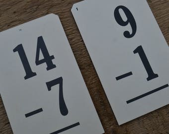 Vintage Subtraction Math Flash Cards - Lot of 2