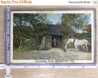 10%OFF3DAYSALE Vintage Old Post Card Greetings From Rockton Pa Post Marked 1916 Used