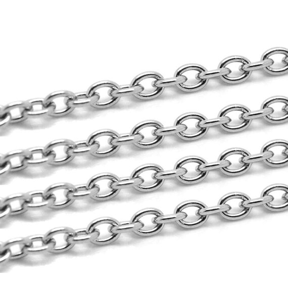 BULK 32Ft Chain Stainless Steel 4mm x 3mm FD084