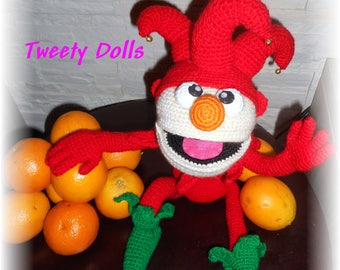 french tutorial to make a crochet amigurumi Joker Joko doll