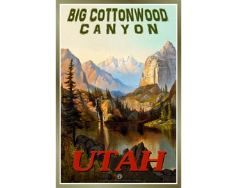 Big Cottonwood Canyon UTAH Original Retro Travel Poster available in 3 sizes -New Lake Florence Civilian Conservation Corps - Art Print 136