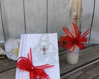 FAST SHIPPING!! Beautiful Confirmation Gift Set, Confirmation Gift, Confirmation Day, Confirmation Rosary, Confirmation Candle, Bible