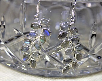 Labradorite earrings, gray earrings, dangle earrings, .925 Sterling silver earrings, drop earrings, Mother's Day gift