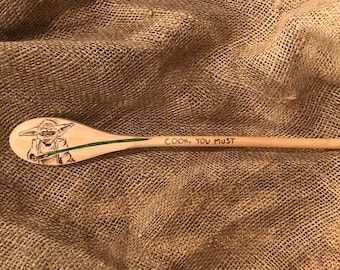 Wooden spoon Yoda Star Wars Hand Made Wood Burned