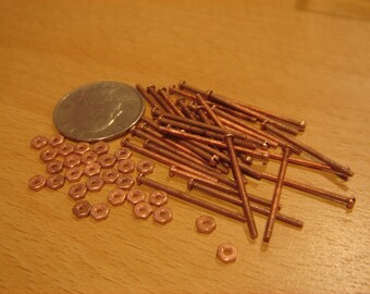 30 sets, Screw rivets- jewelry making supply - 60 pieces, 30 sets- 1/16 copper micro screws and bolts - For Jewelry cold connections