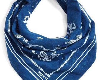 Indigo Blue Bandana - hand dyed