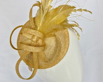Glitter hat, Gold Glitter Fascinator, Champagne Gold Fascinator, Womens Tea Party Hat, Church Hat, Derby Hat, Fancy Hat, Champagne Gold Hat