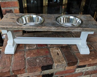 Dog bowl stand, pallet wood, rustic, pet bowls, feeders