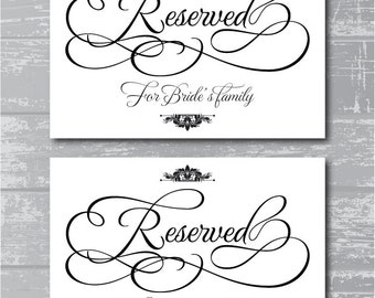 instant download reserved for the wedding party signs
